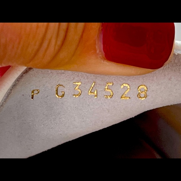 Chanel grey and white striped slip on flats. - Picture 3 of 8